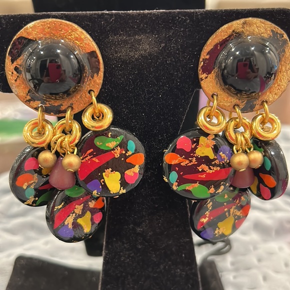 Vintage Lightweight Ikarami Handmade Designer Earrings-Boutique - Picture 4 of 7